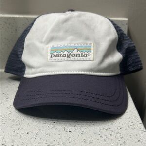 Patagonia Purple and White Logo Mesh Cap